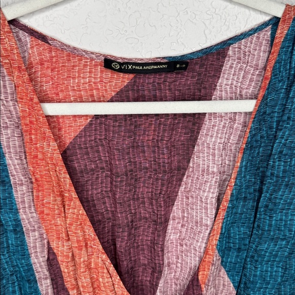 VIX Paula Hermanny Colorblock Patterned Wrap Caftan Cover-up Size Small - Picture 3 of 10